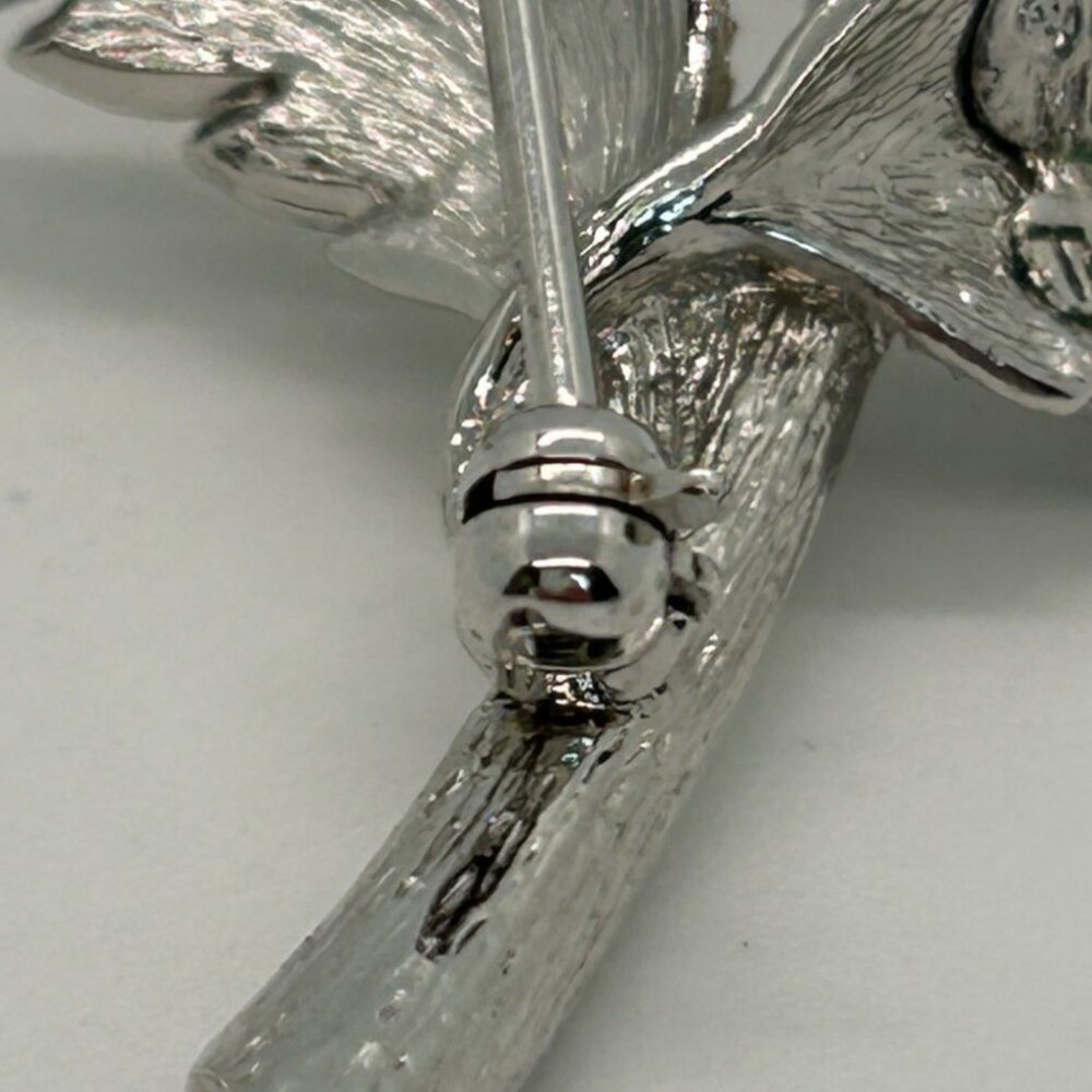 Nolan Miller Anniversary Rose Brooch Pin Pave Rhinestone Silver Tone Vintage - Picture 13 of 16